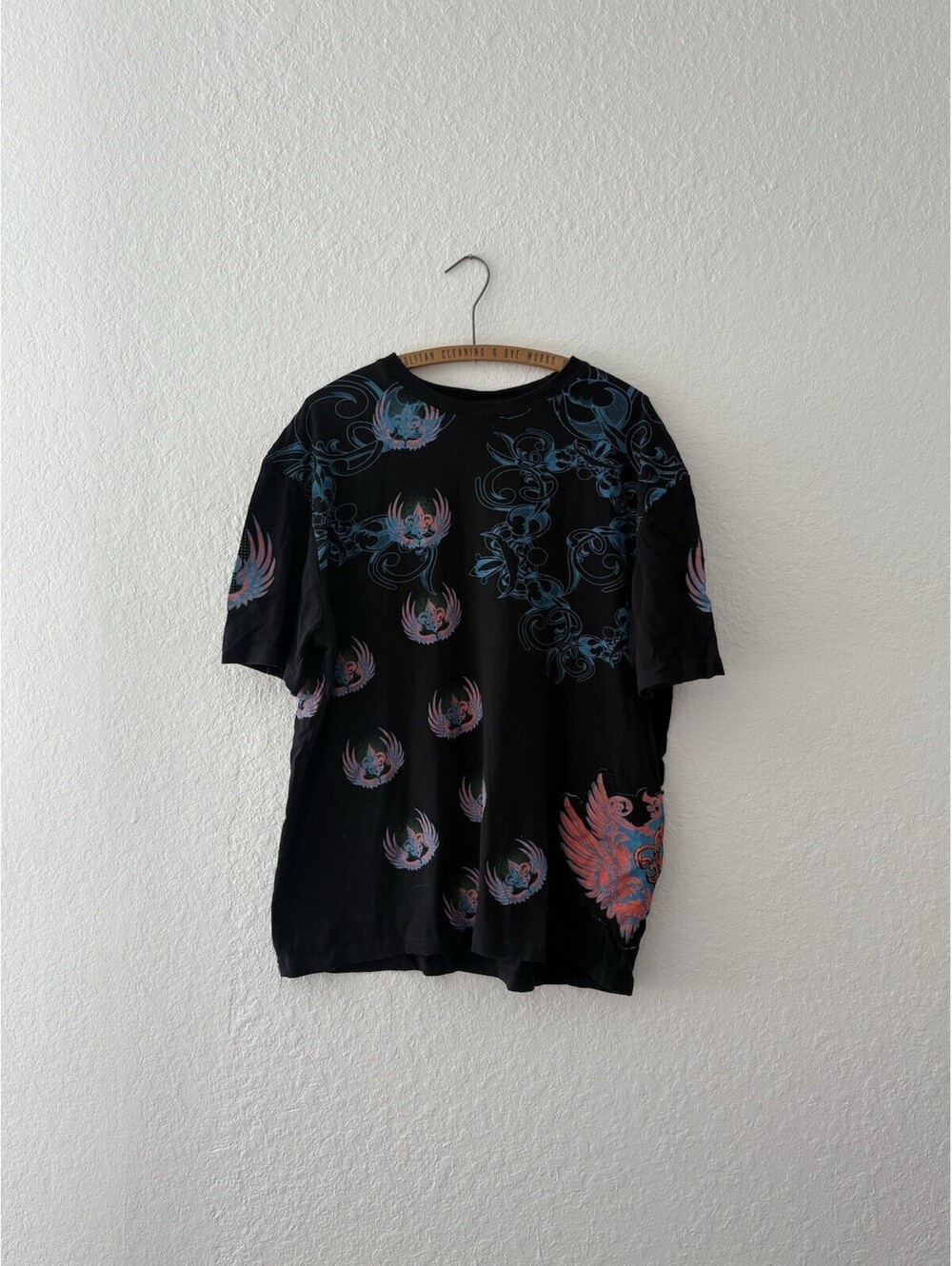 Y2K Jesse Pinkman Affliction Style Distressed AOP Shirt Size XL Aop Y2k